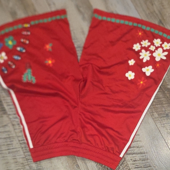Adidas Red Shorts with Multicolor Logo - Picture 6 of 12